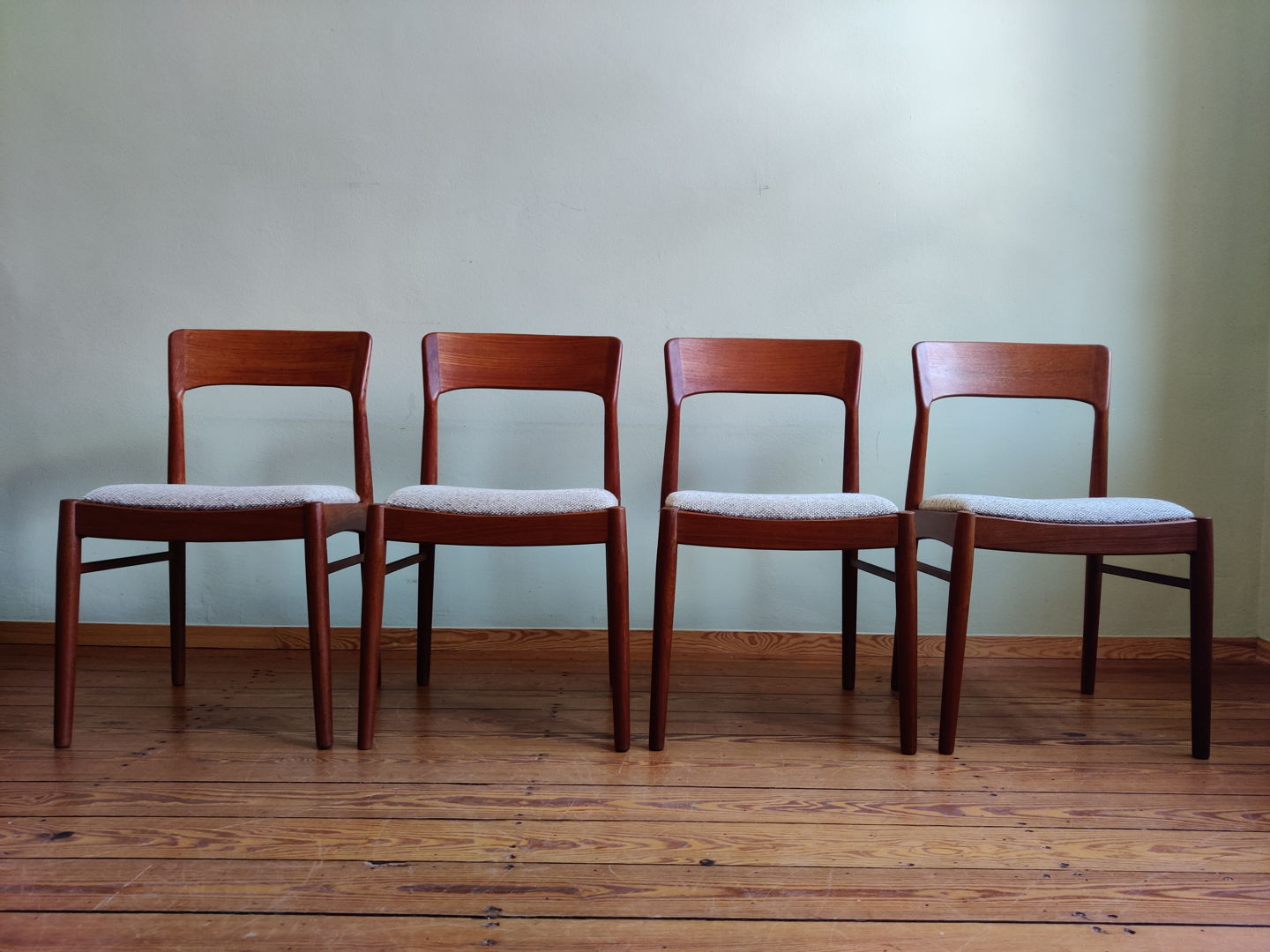 Vintage teak dining chairs by Henning Kjaernulf Korup Stolefabrik