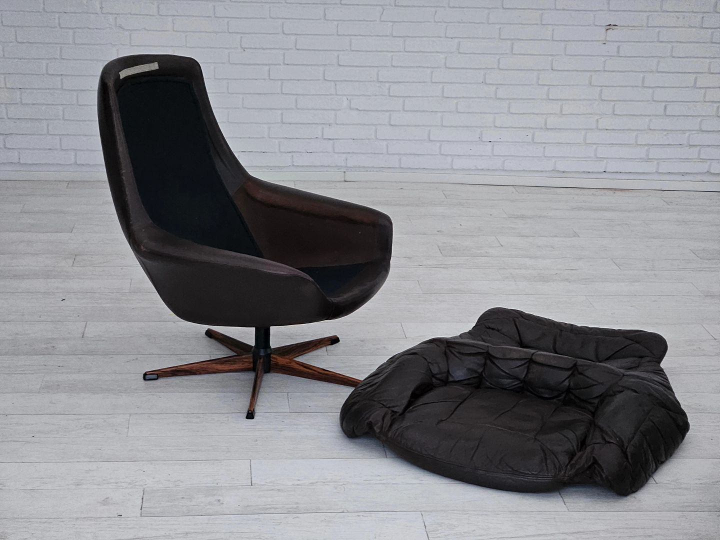 1970s, Vintage Danish leather armchair by H.W.Klein, original good condition.