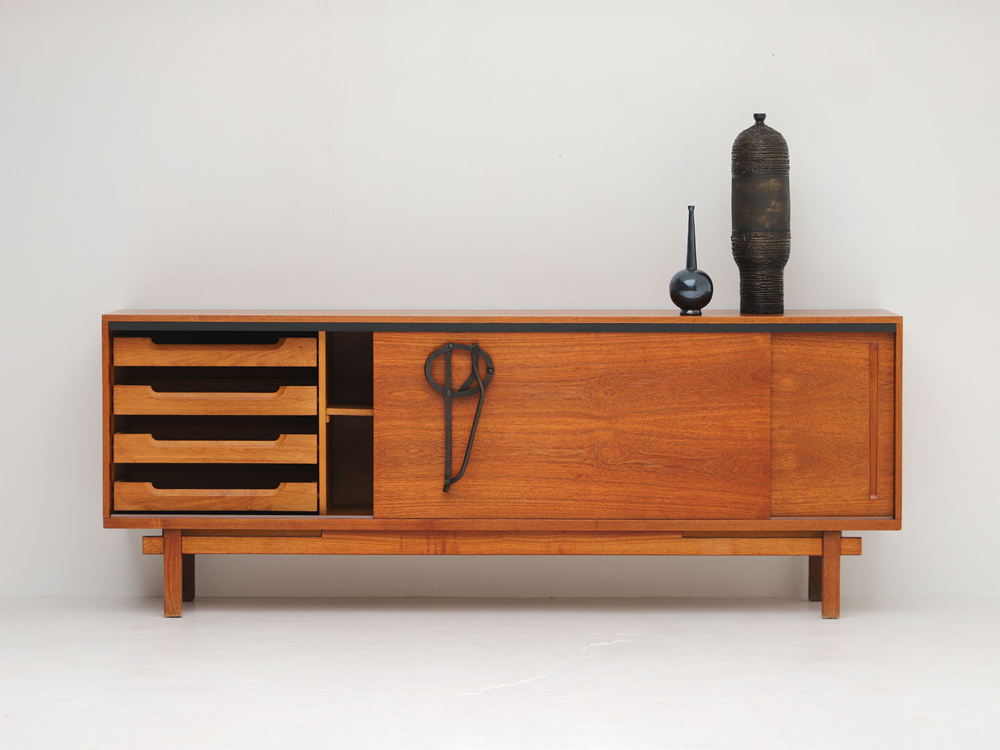 Midcentury wooden sideboard by J. Batenburg and E. Souply for MI Belgium 1960s.