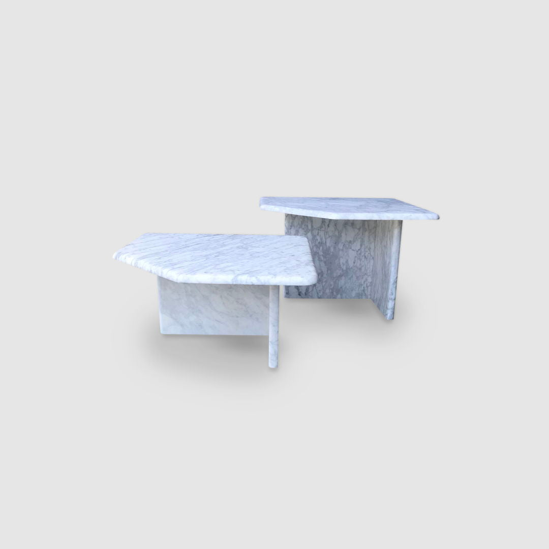 White carrara marble side table Germany 1970s, set of 2