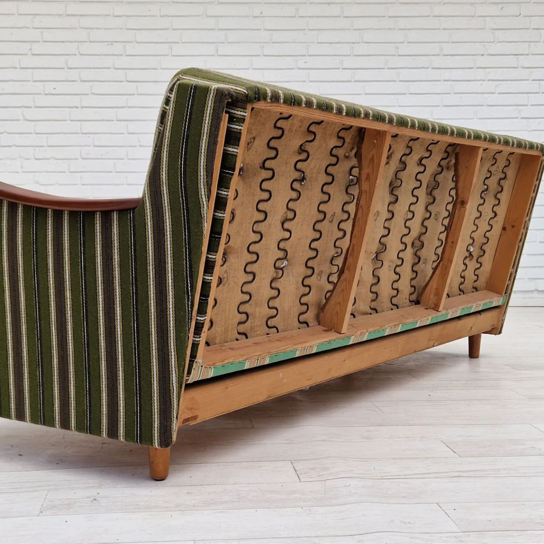 1960s, Danish 3 seater folded sleeping sofa.