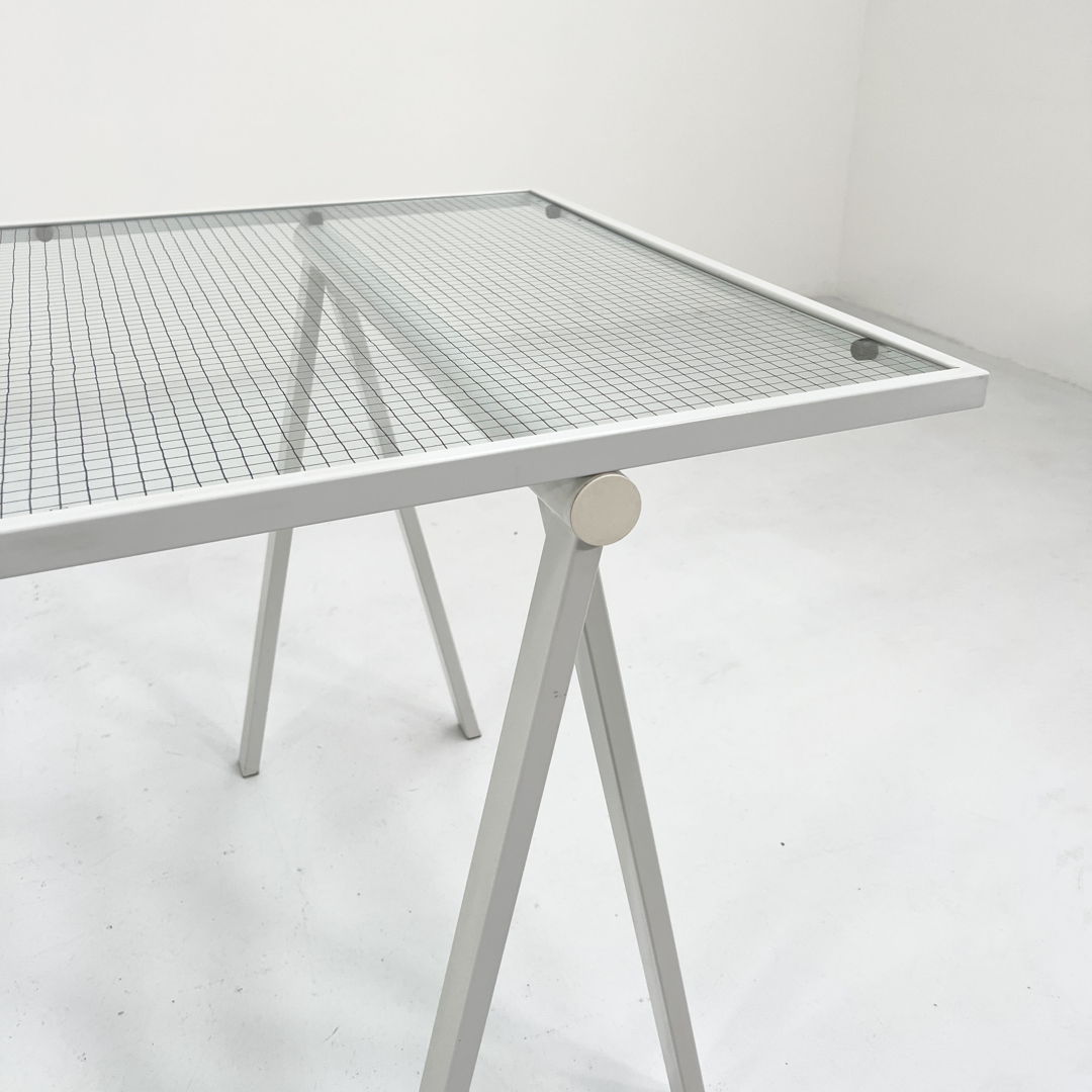 Trestle Steel & Glass Desk by Rodney Kinsman for Bieffeplast, 1980s