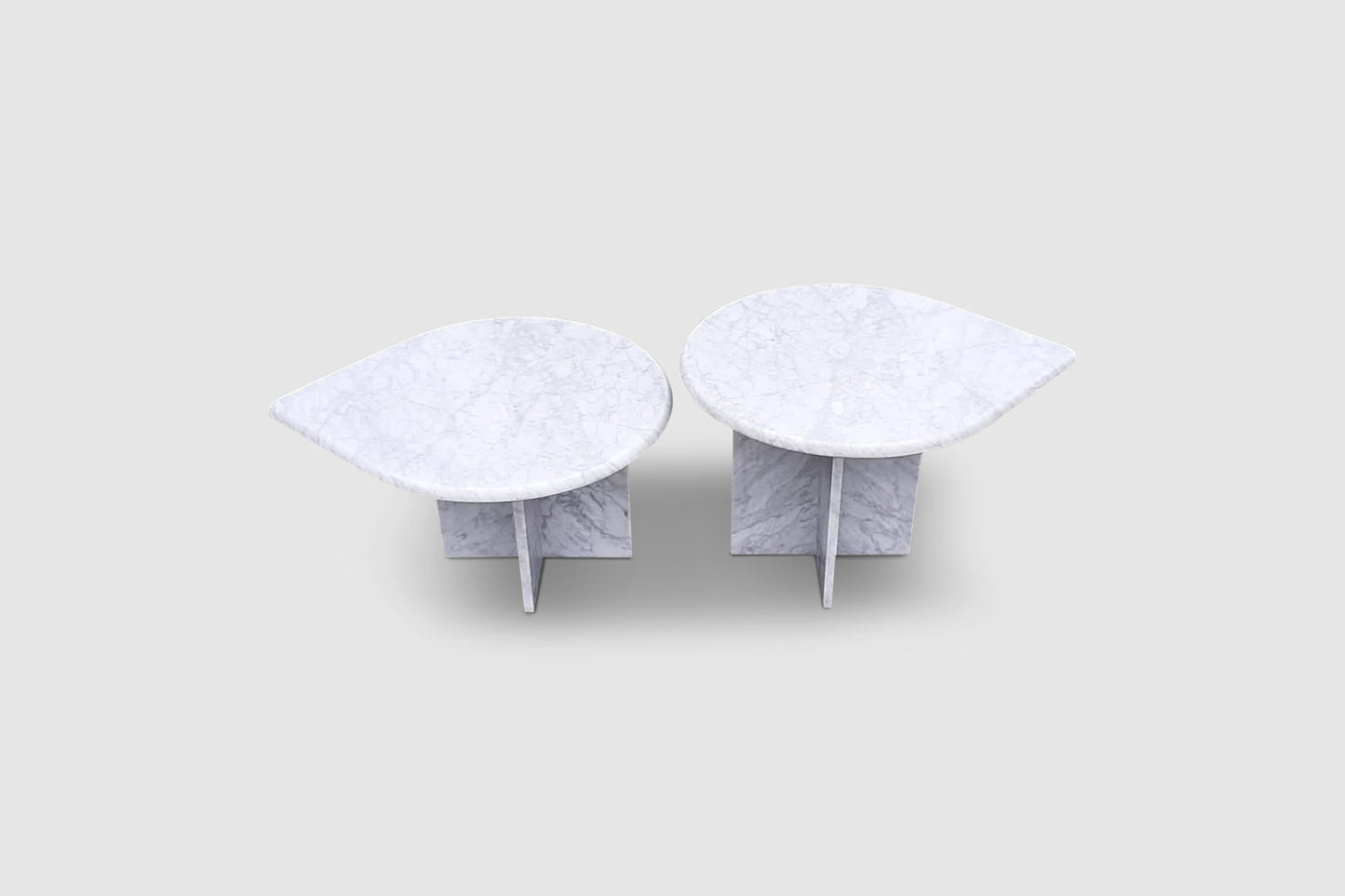 White carrara marble teardrop side table Germany 1970s, set of 2