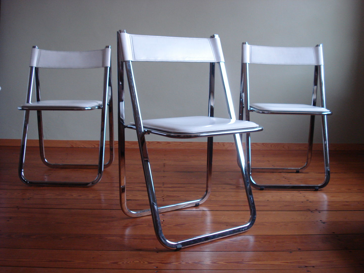 Italian Leather Folding Chairs "Tamara" by Arrben, 1970s