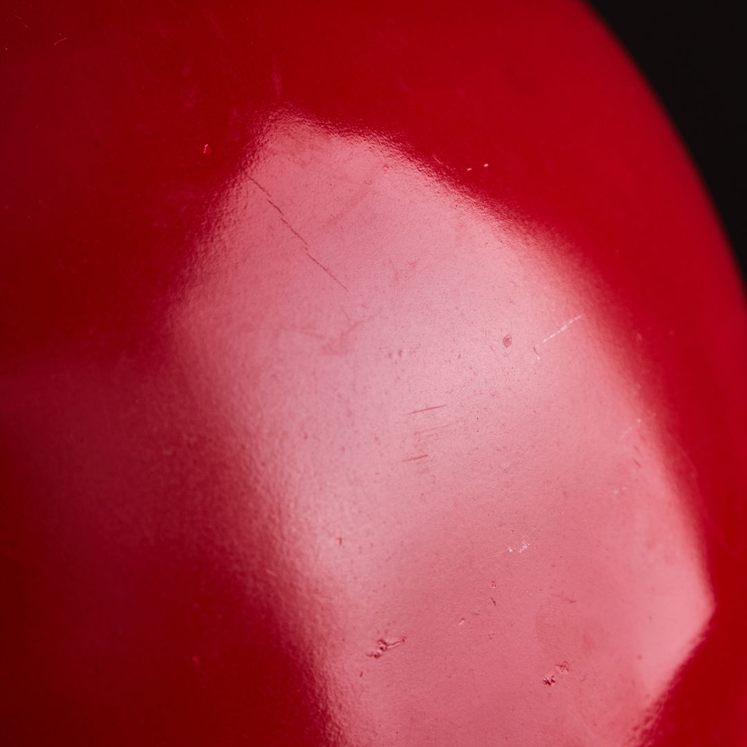 Italian, Hemispherical Red Aluminum Pendant, 1970s