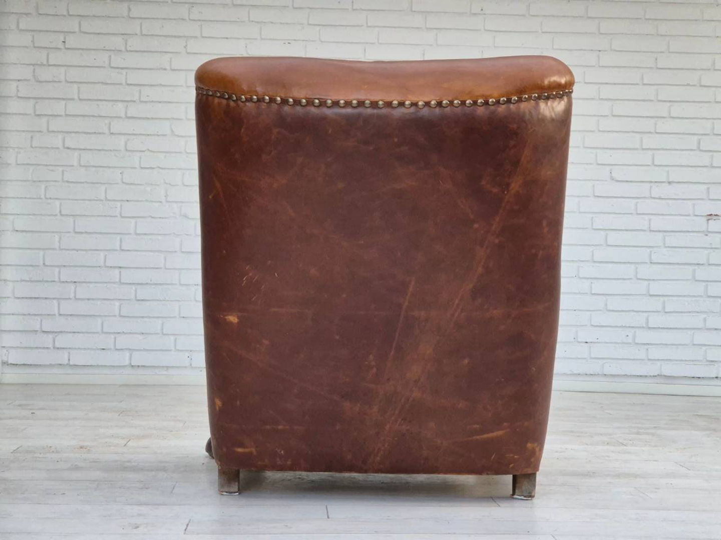 1950-60s, Danish relax chair, original condition, leather, oak wood.