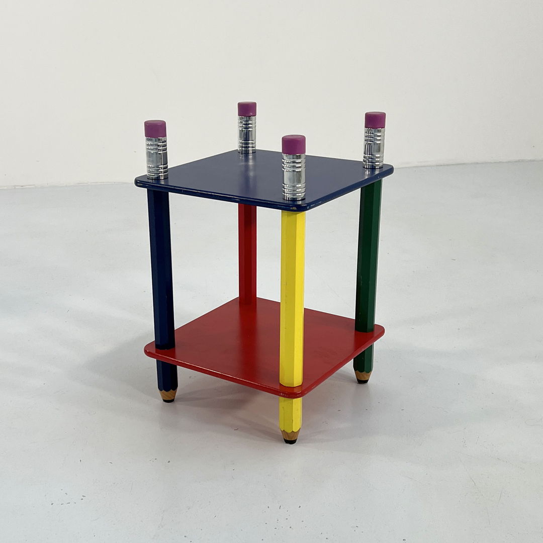 Pencil Side Table in Primary Colors, 1980s