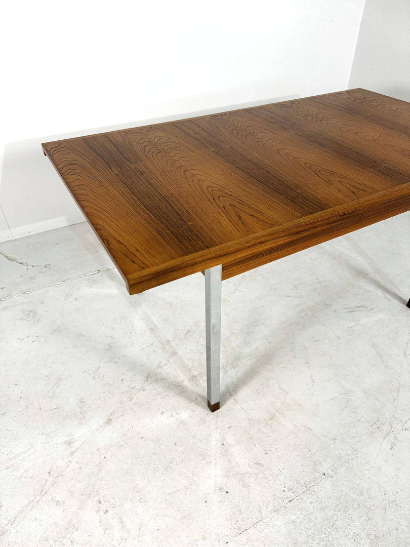 Extendable Vintage teak diningtable with Chrome legs by Alfred Hendrickx Belform