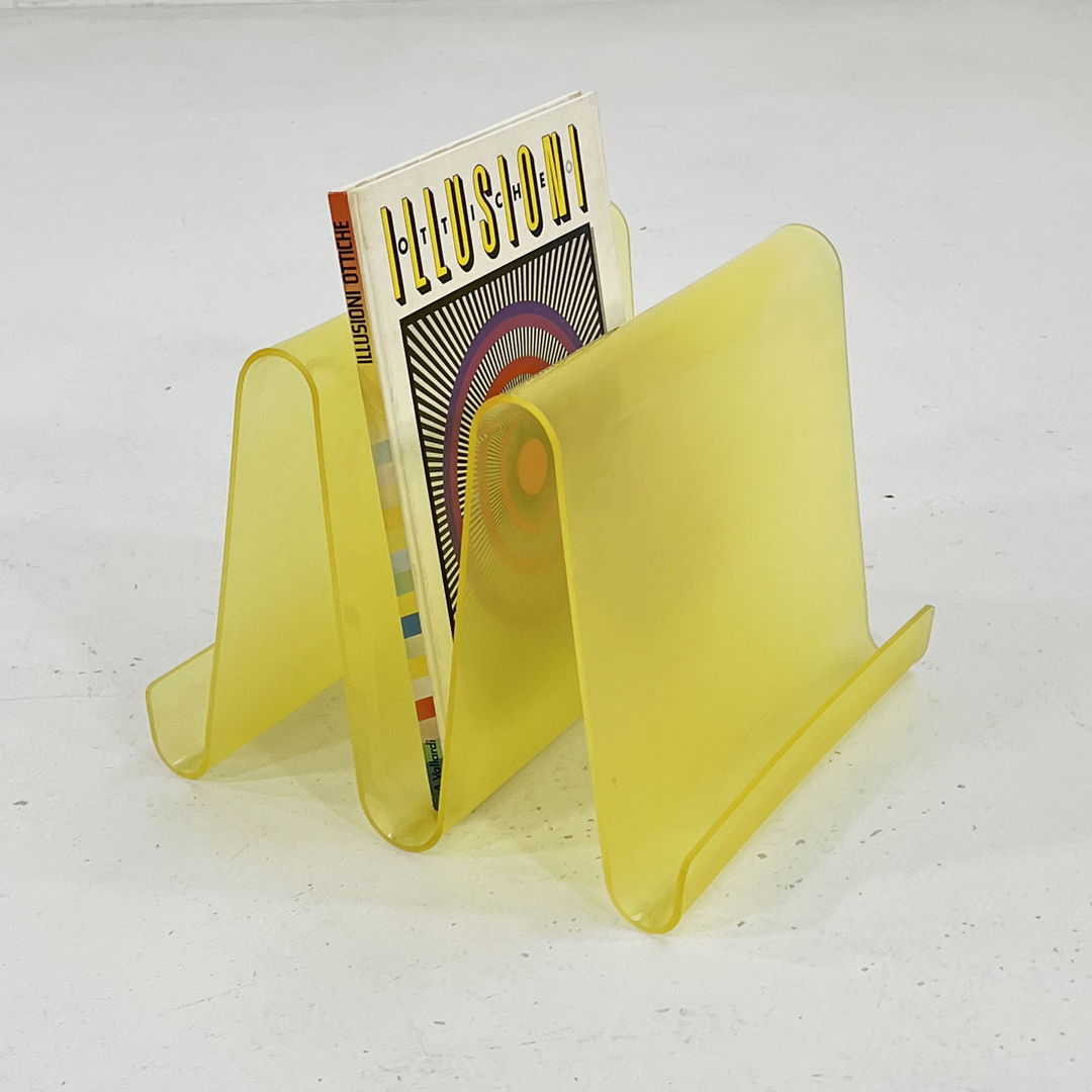 Wavy Lucite Yellow Magazine Rack, 1990s