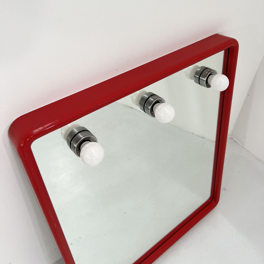 Red Vanity Mirror from Gedy, 1970s