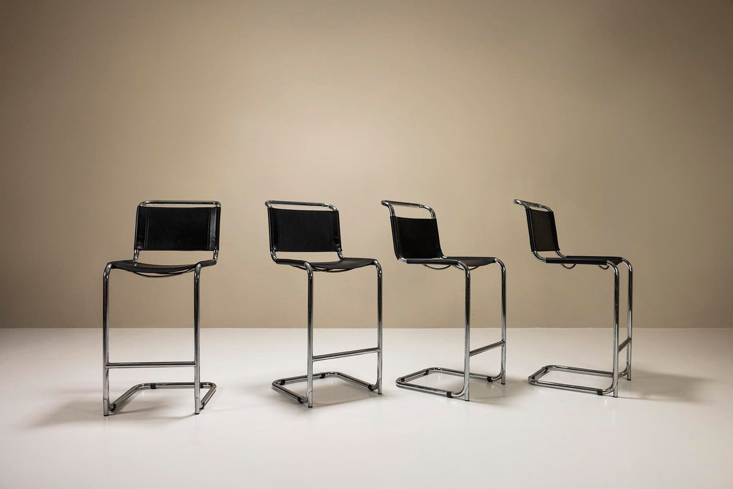 Set Of Four Bar Stools In Aluminum By Marcel Breuer For Gordon International, Italy 1970's