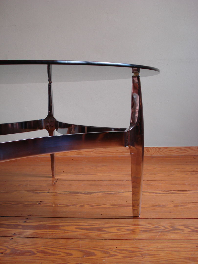 60s vintage glass and chrome coffee table by Knut Hesterberg