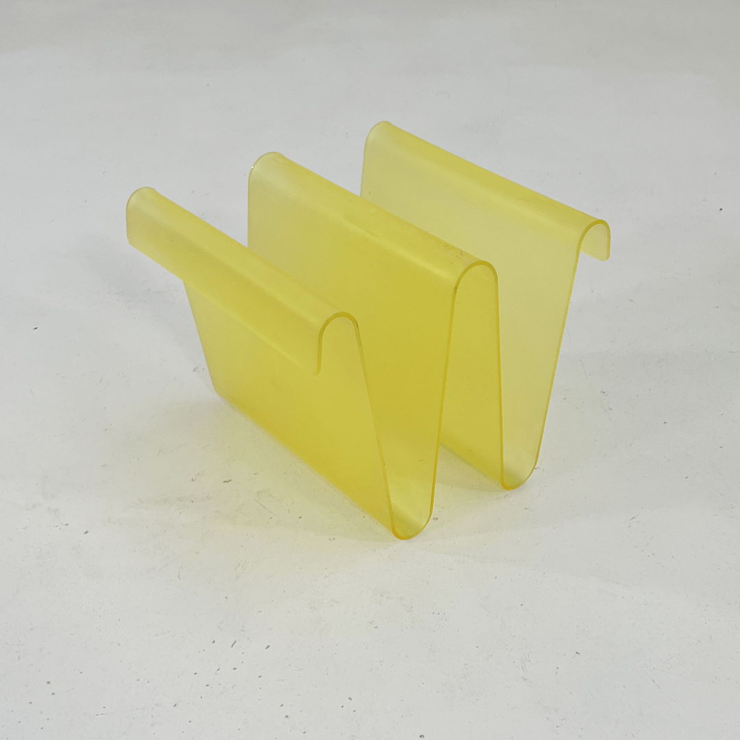 Wavy Lucite Yellow Magazine Rack, 1990s