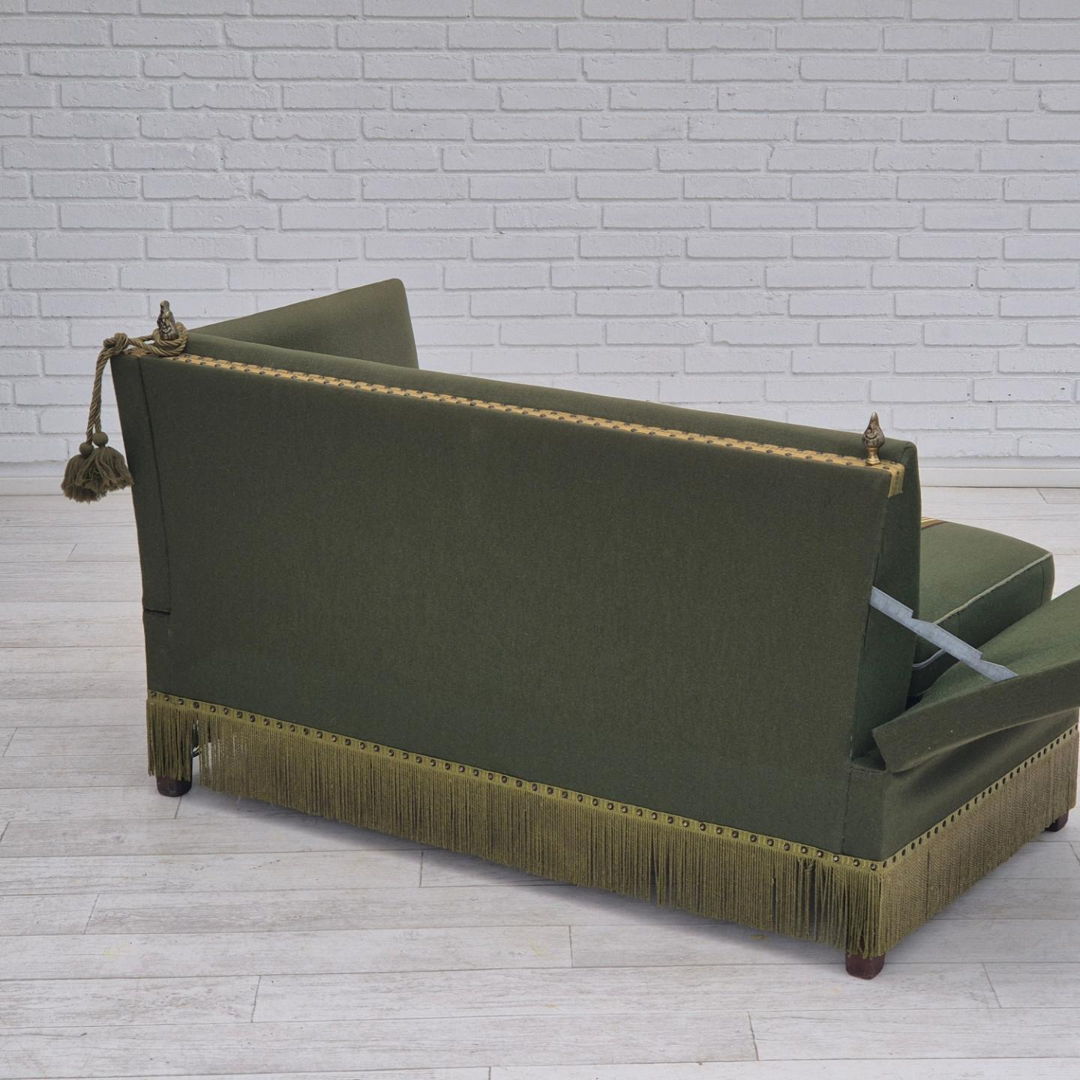 1970s, Danish 2 seater drop arm sofa, wool, original condition.