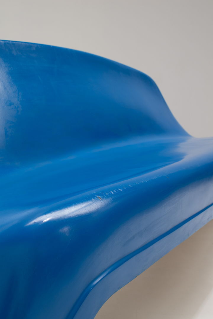 Blue Fiberglass Bench by Walter Papst for Wilkhahn, Germany, 1960s