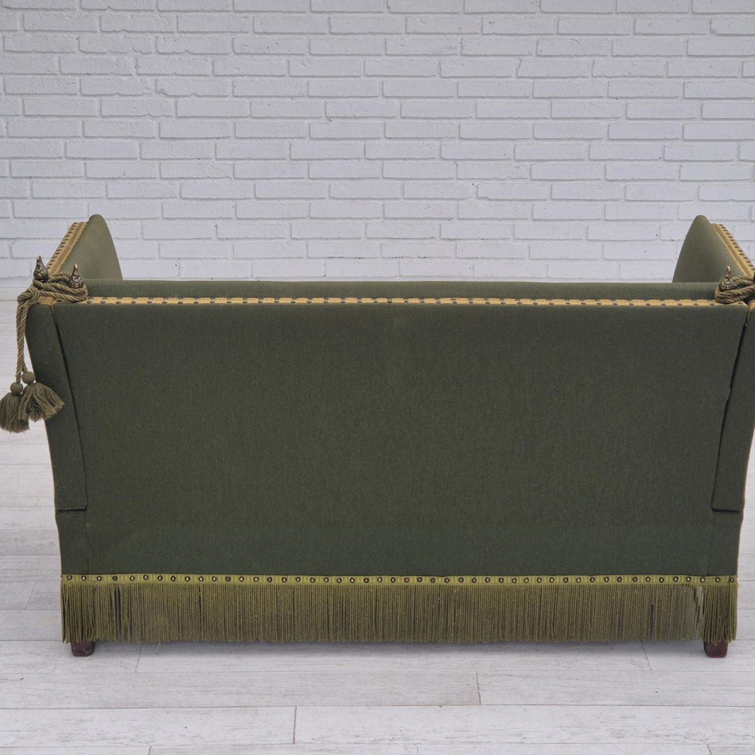 1970s, Danish 2 seater drop arm sofa, wool, original condition.