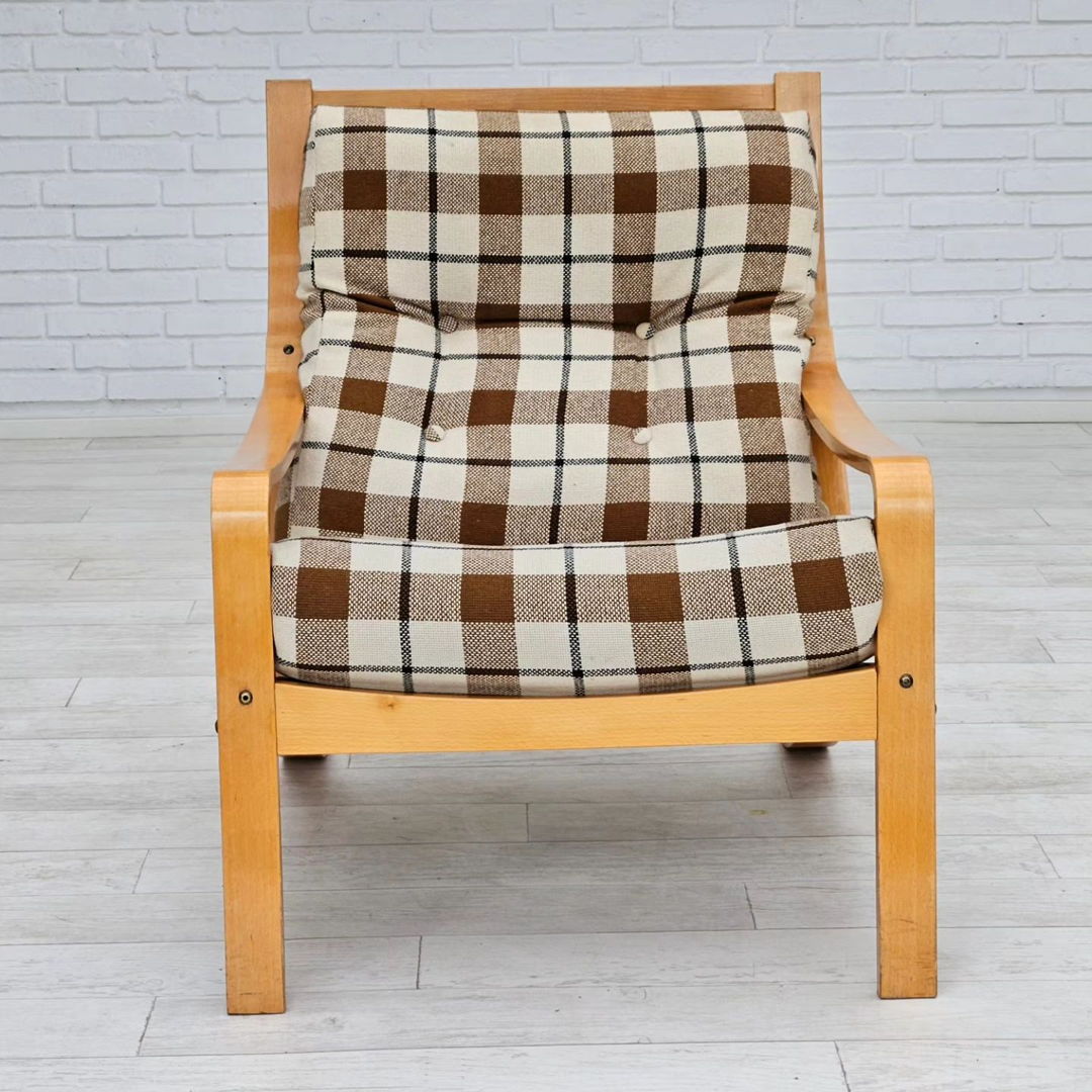 1970s, Danish design, par of two lounge chairs in furniture wool, original very good condition.