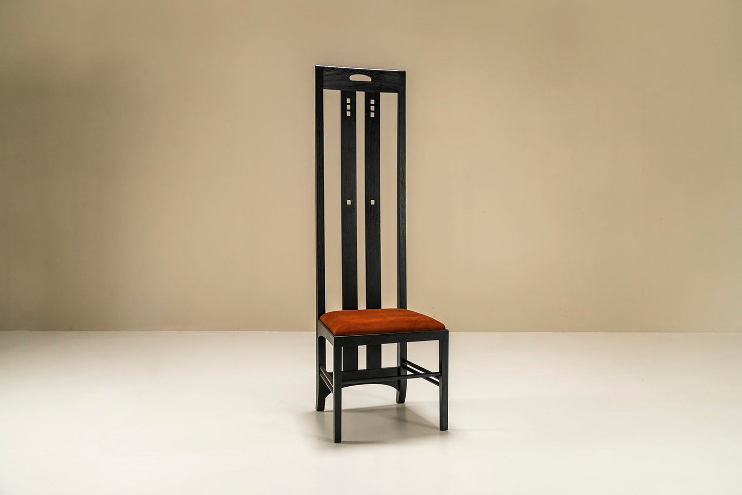 Set of 4 highback "Ingram" Dining Chairs in Ash and Fabric by Charles Rennie Mackintosh, Italy 1980s