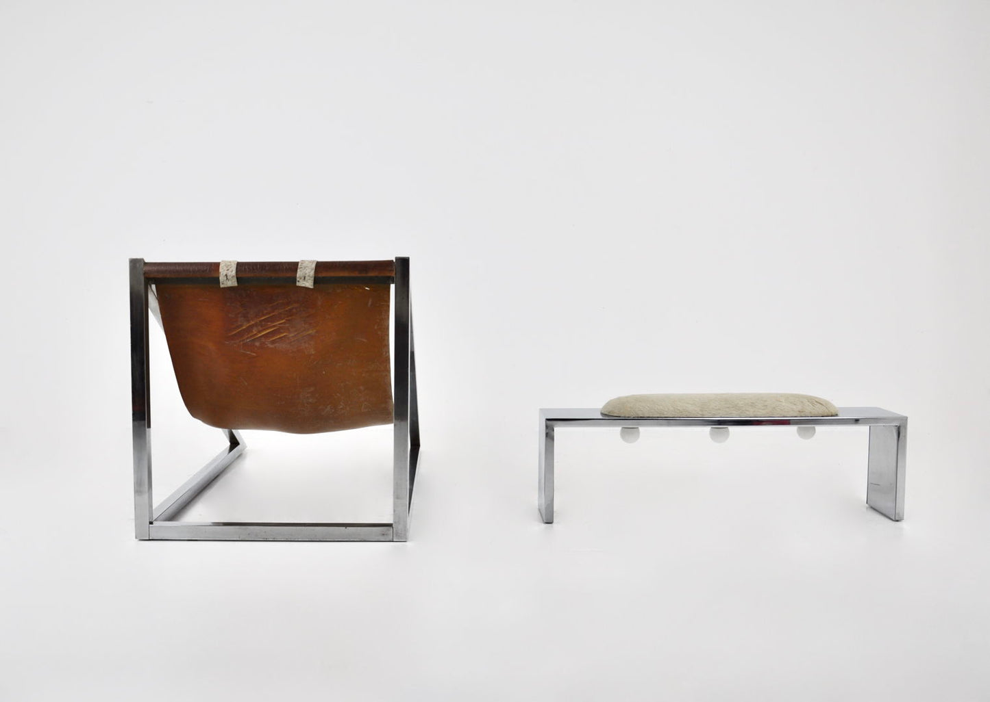 "Mies" Lounge chair with Ottoman by Archizoom Associati, 1960s