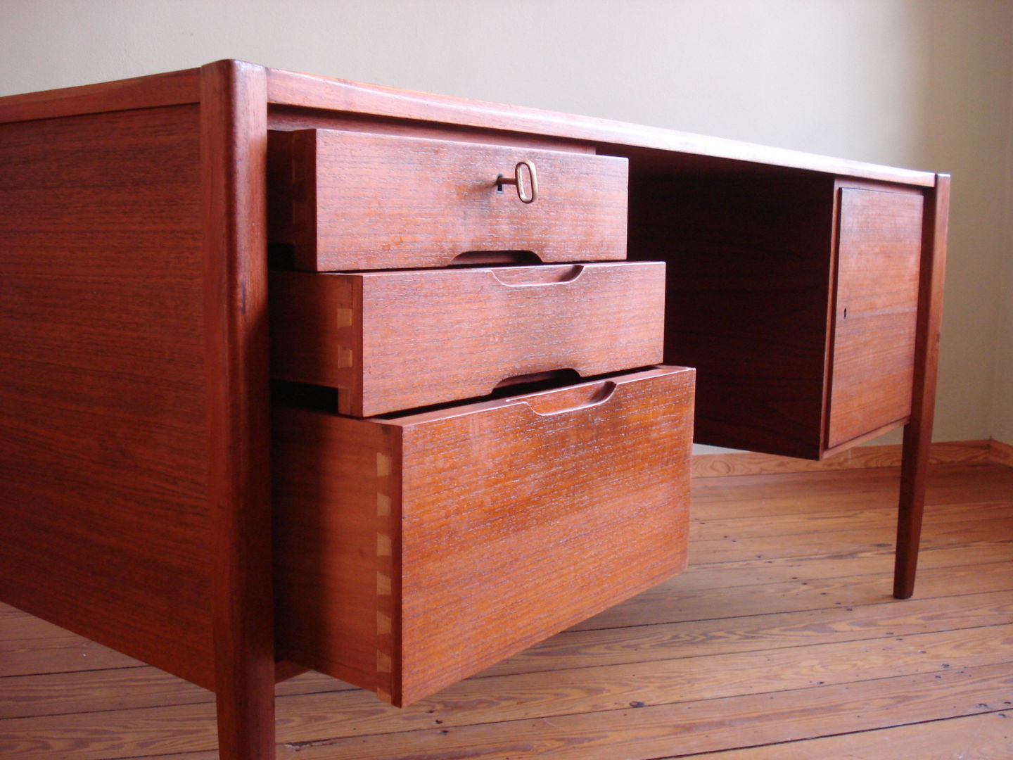 Vintage teak office desk from Wilhelm Renz