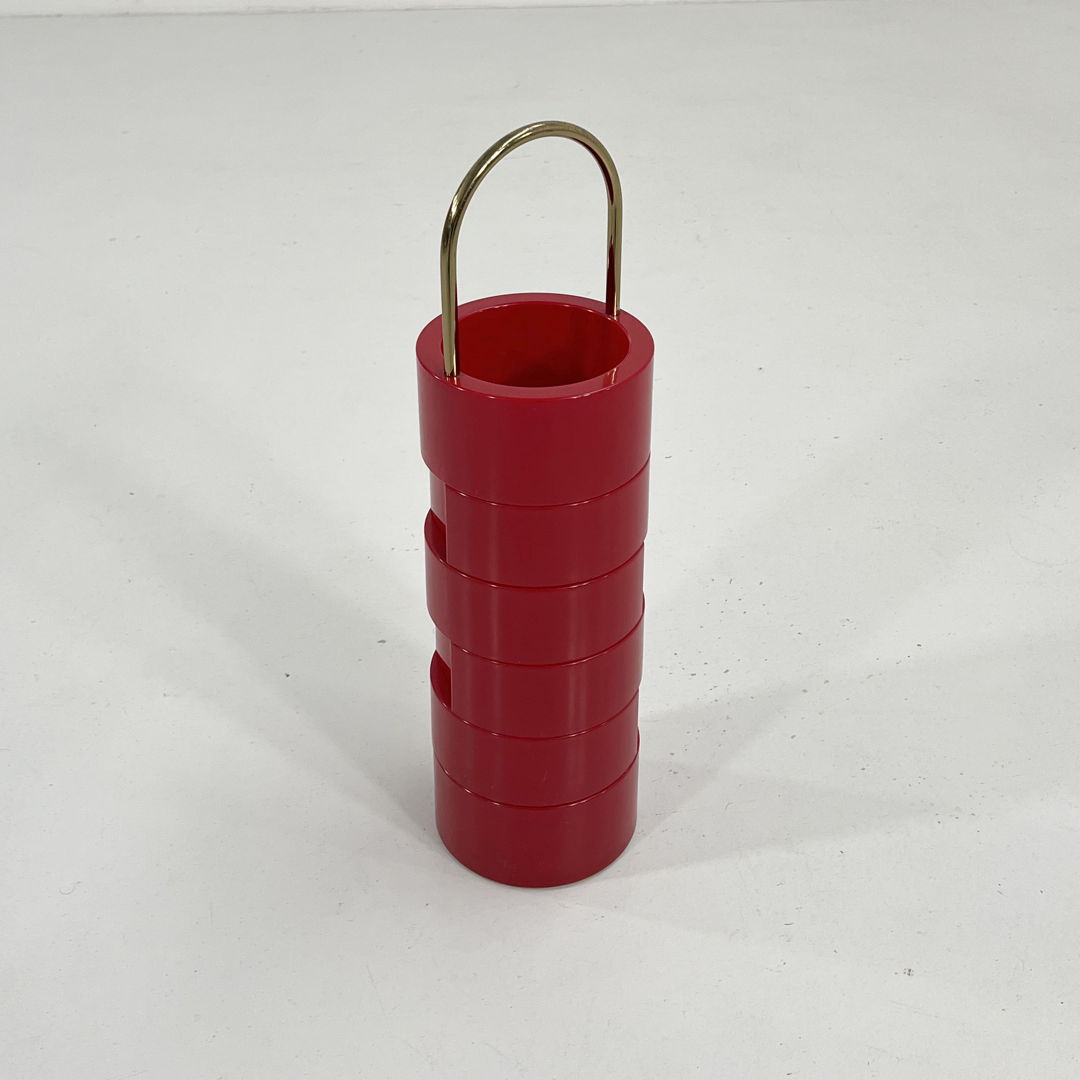 Red Space Age Swivel Organiser from MB Italy, 1970s