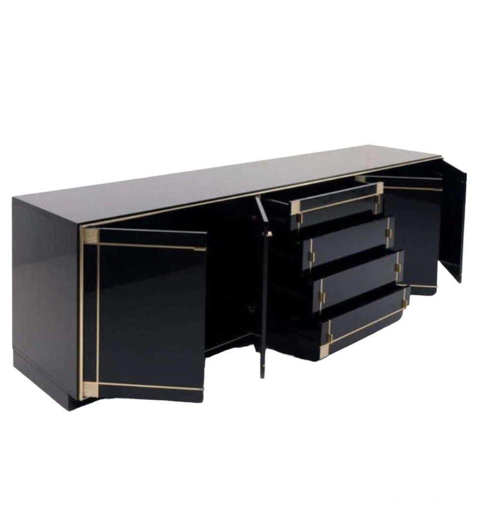 Pierre Cardin Black Lacquered Sideboard for Roche Bobois