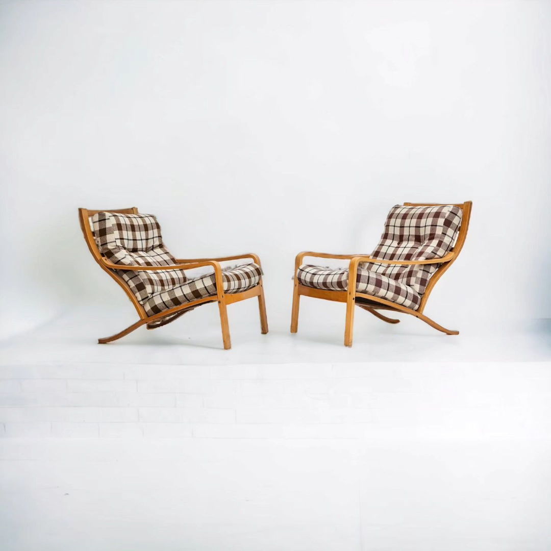 1970s, Danish design, par of two lounge chairs in furniture wool, original very good condition.