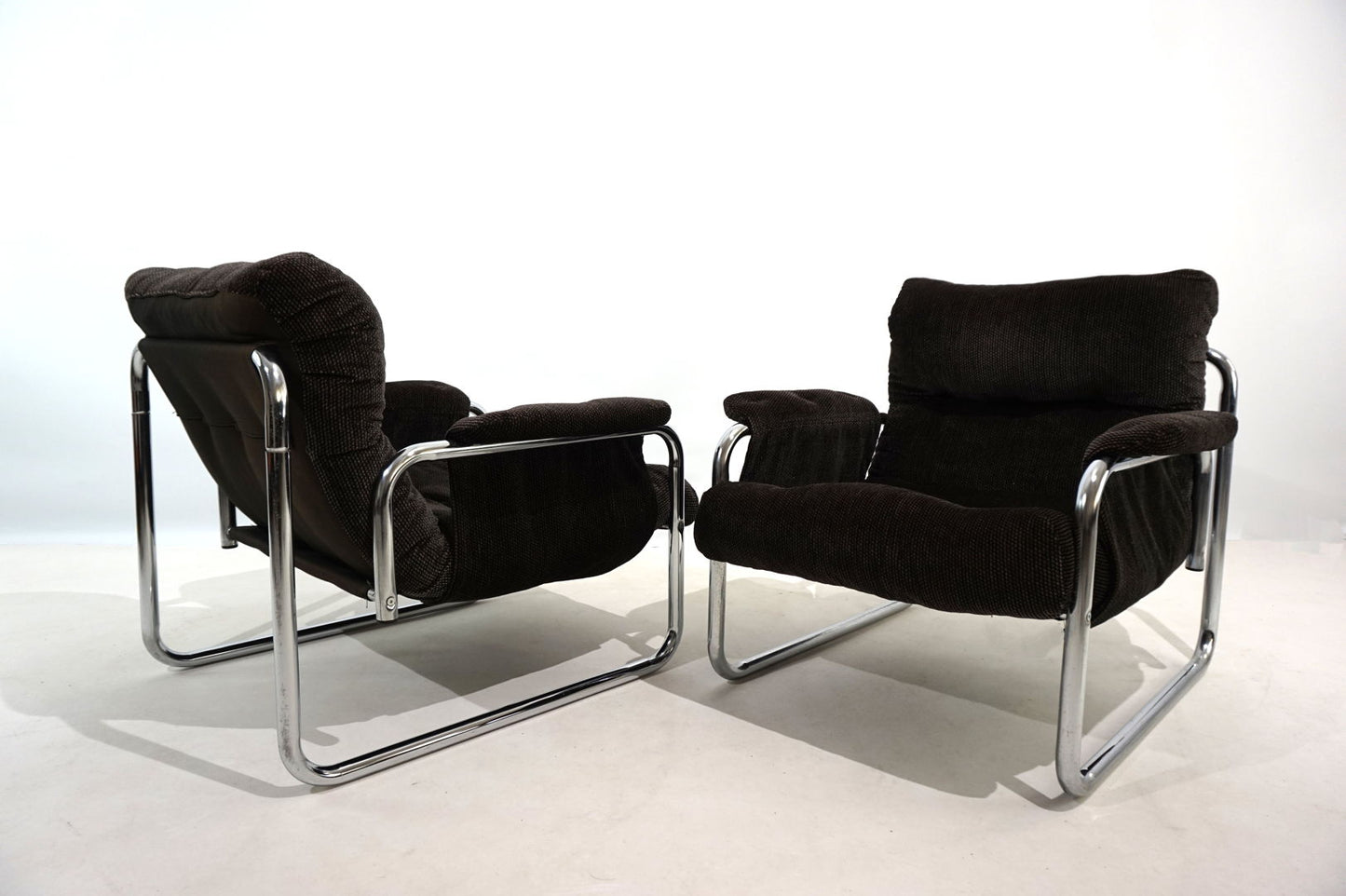 Set of 2 Herlag chrome cantilever lounge chairs by Johan Bertil Häggström