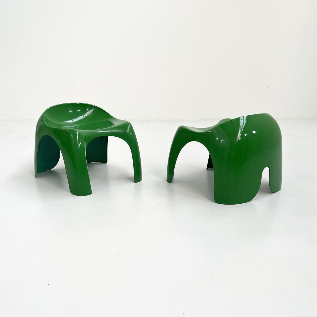 Pair of Green Efebo Stools by Stacy Dukes for Artemide, 1960s