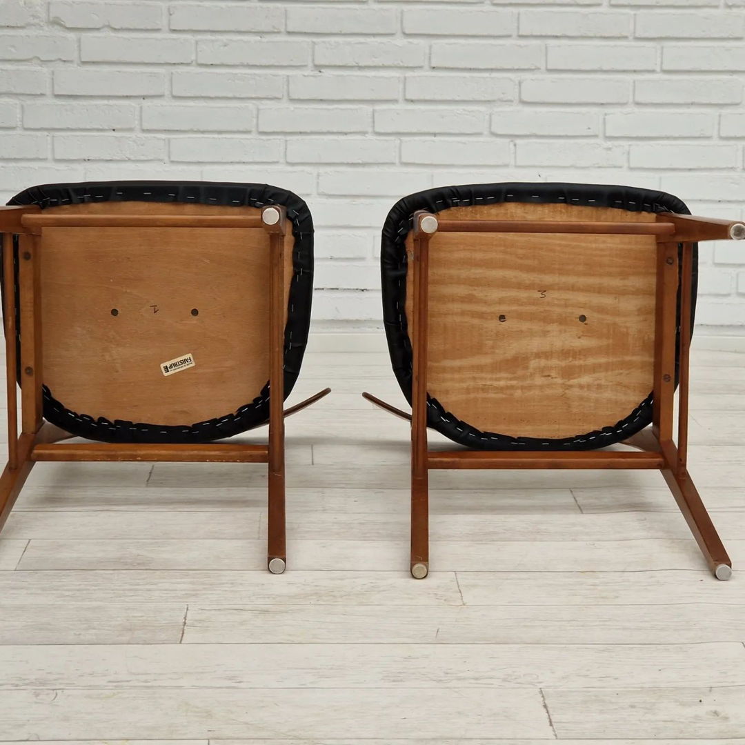 1960s, Danish design, pair of teak wood Farstrup chairs.