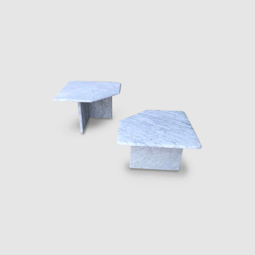 White carrara marble side table Germany 1970s, set of 2