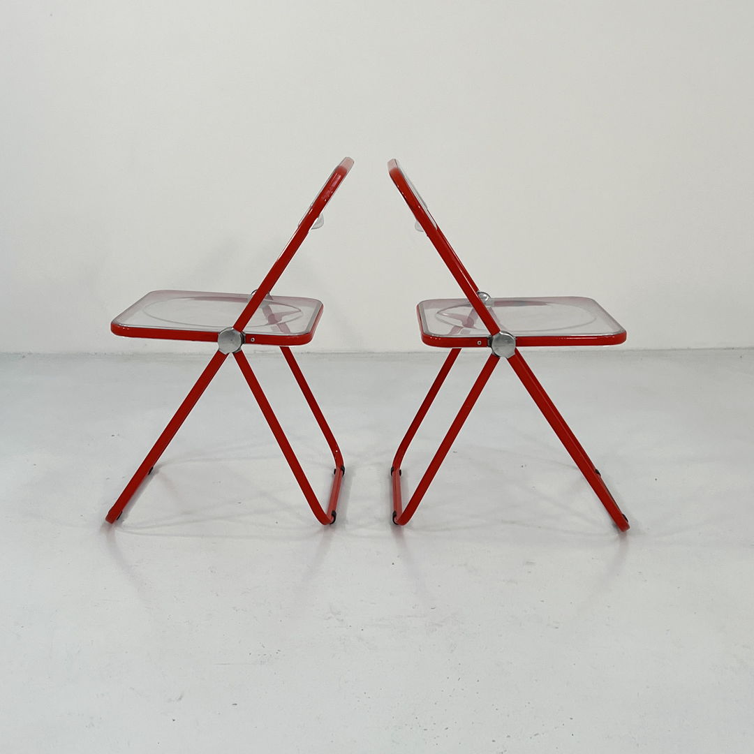 Coral Frame Plia Folding Chair by Giancarlo Piretti for Anonima Castelli, 1960s