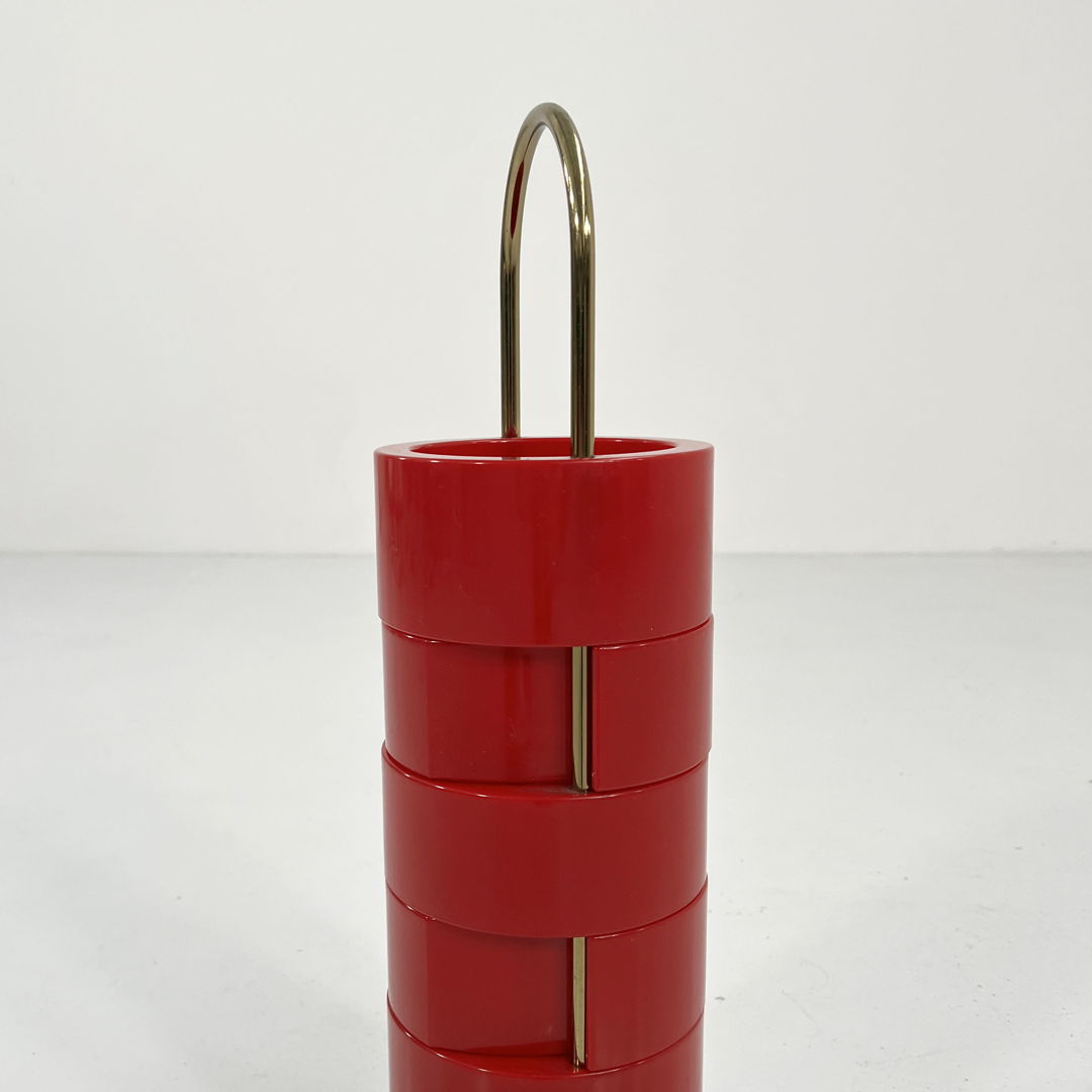 Red Space Age Swivel Organiser from MB Italy, 1970s