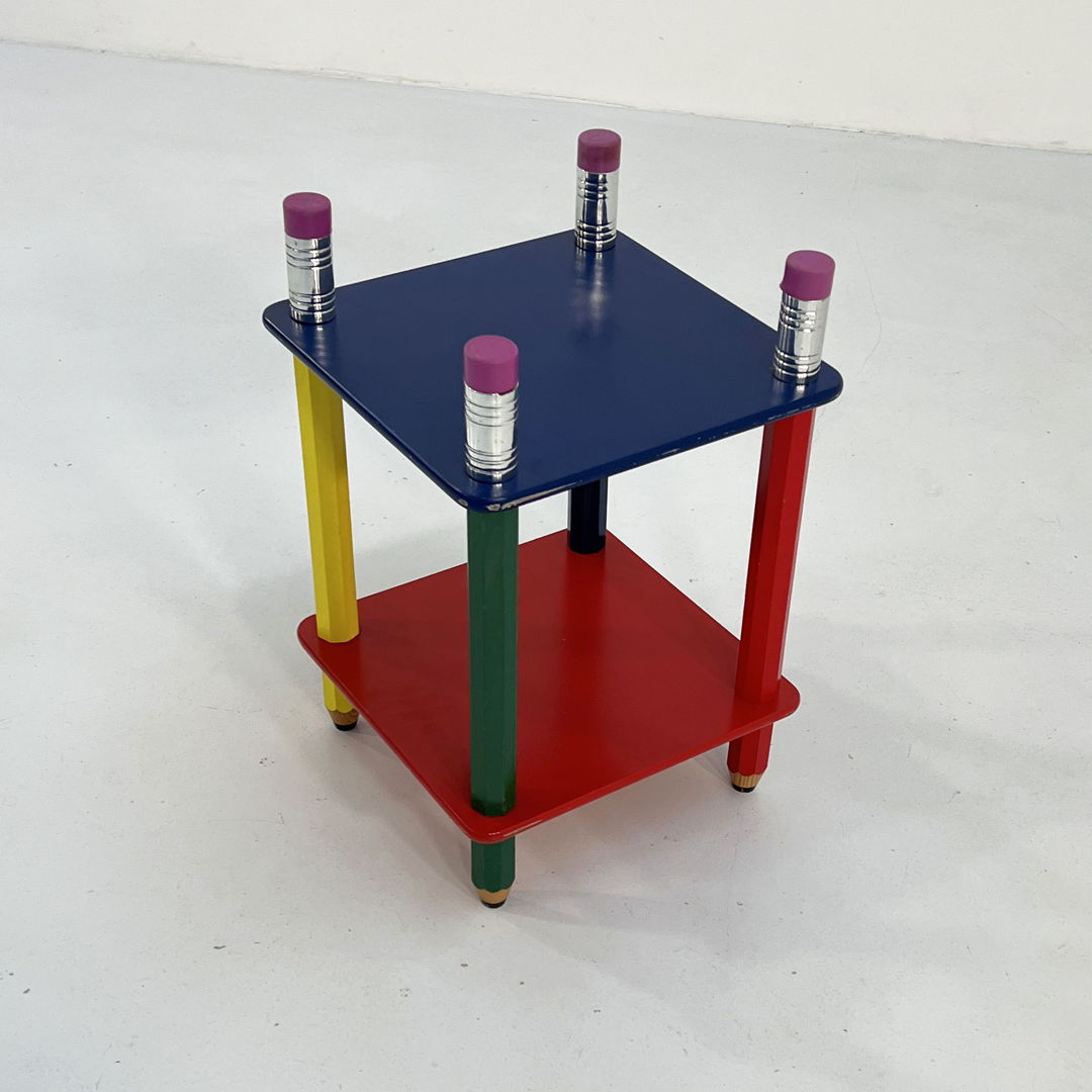 Pencil Side Table in Primary Colors, 1980s