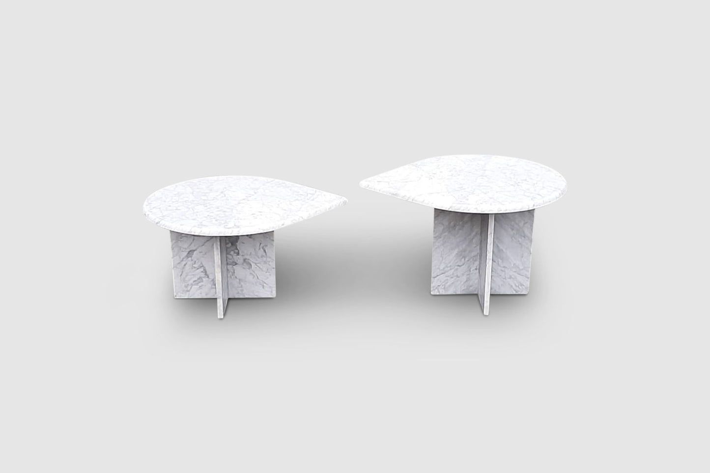 White carrara marble teardrop side table Germany 1970s, set of 2