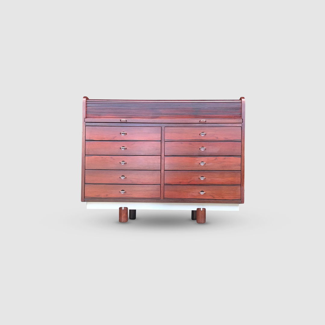 804 rosewood rolltop desk by Gianfranco Frattini for Bernini 1960s