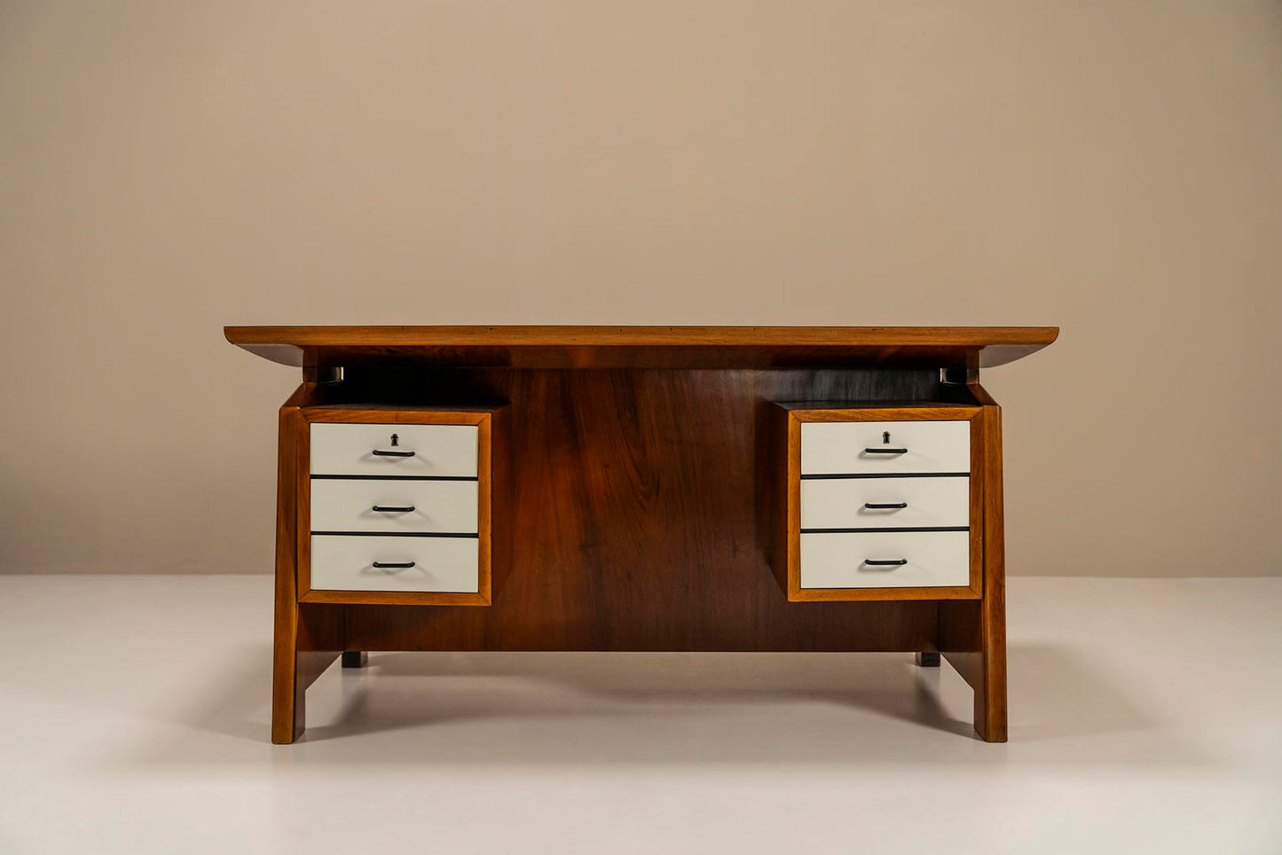 Architectural Desk In Walnut By Carlo de Carli, Italy 1950's