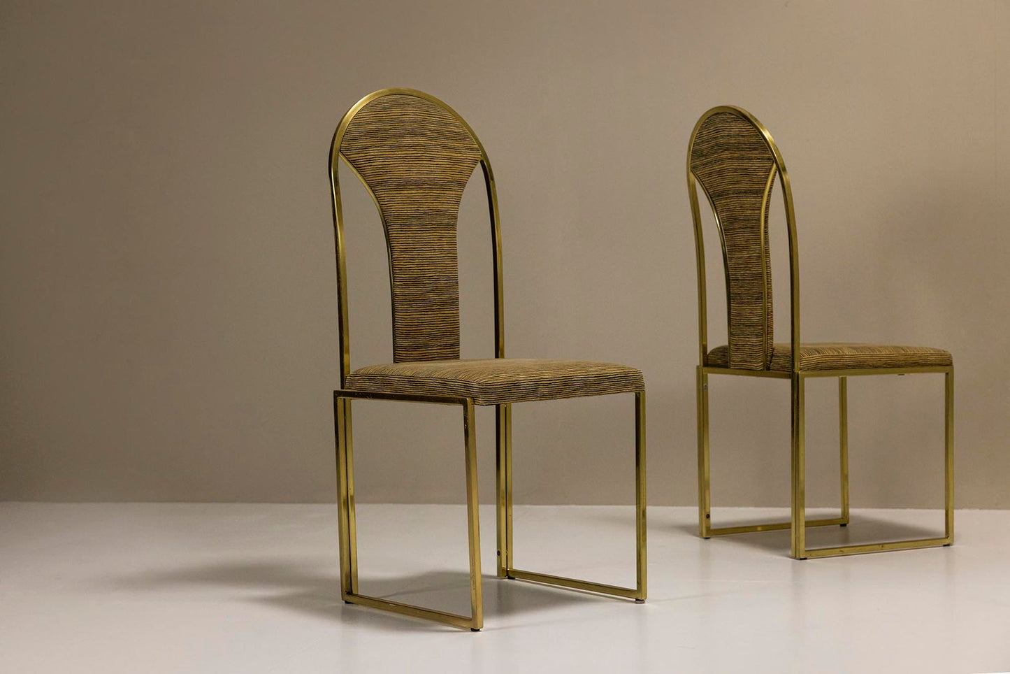 Six Hollywood Regency Dining Chairs Manufactured By Belgo Chrom, Belgium 1970's