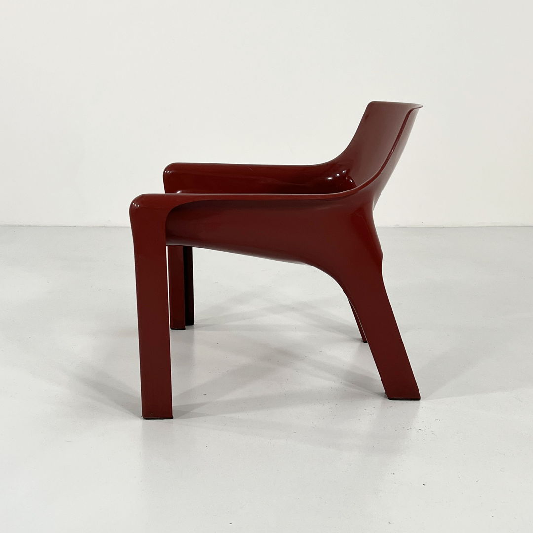 Burgundy Vicario Lounge Chair by Vico Magistretti for Artemide, 1970s