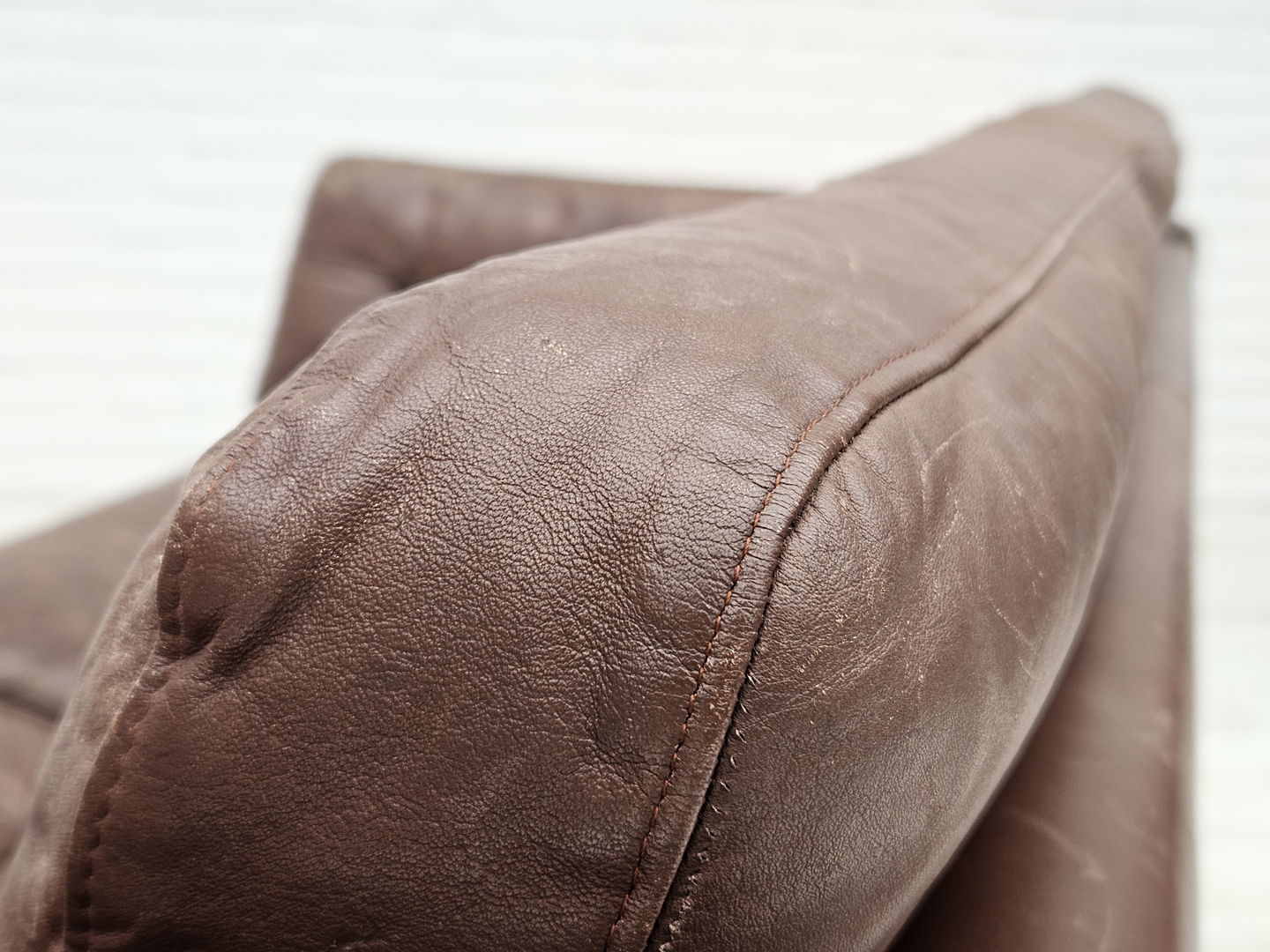 1970s, Danish 2-seater classic sofa, original brown leather.