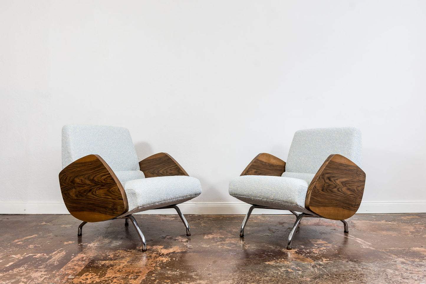 Pair of Restored Lounge Chairs in KVADRAT by Janusz Różański 1950's