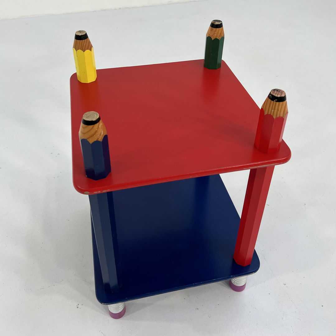 Pencil Side Table in Primary Colors, 1980s