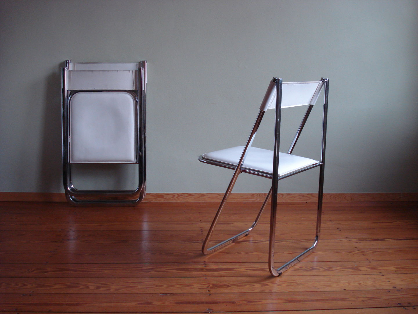 Italian Leather Folding Chairs "Tamara" by Arrben, 1970s