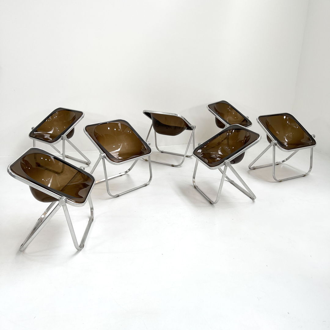 Smoke Plona Folding Chair by Giancarlo Piretti for Castelli, 1970s