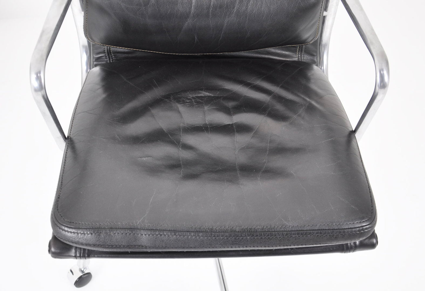 Set of 2 Black Leather Soft Pad Chairs by Charles & Ray Eames for ICF, 1970s