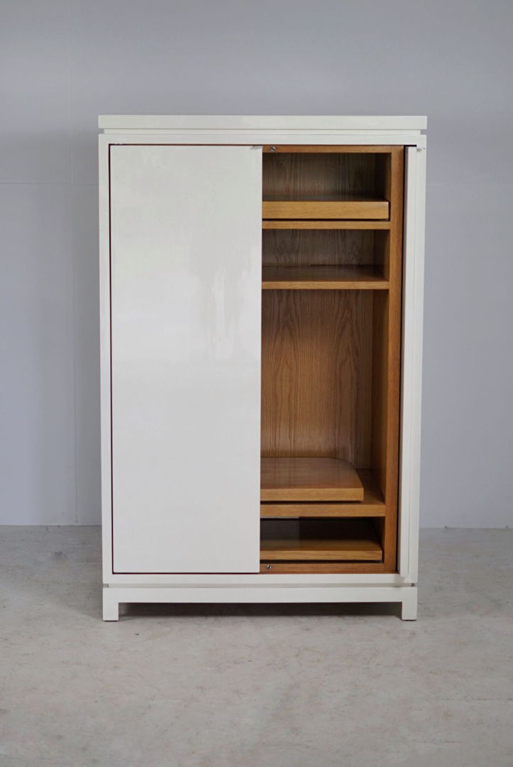DeCoene for Emiel Veranneman white lacquered oak Cabinet, Belgium, 1960s