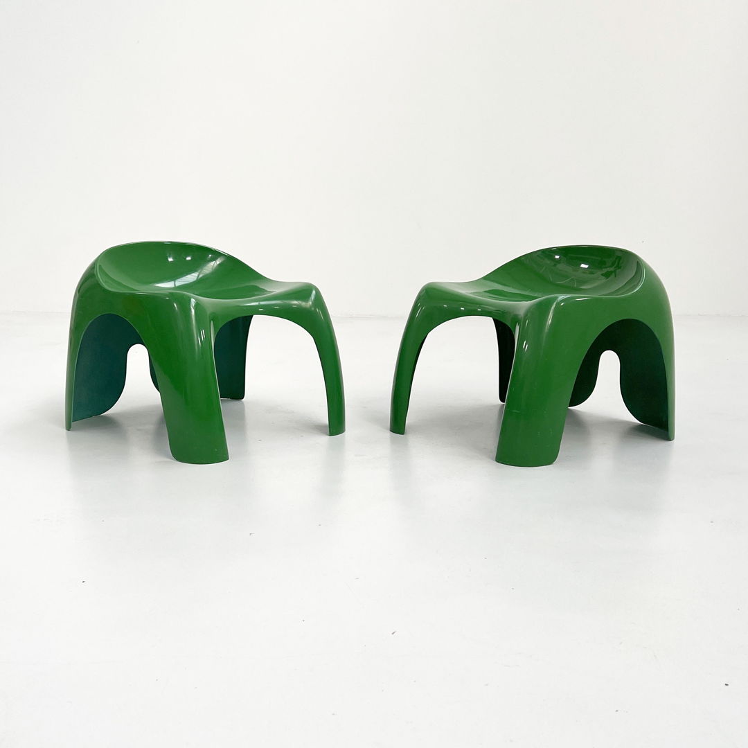 Pair of Green Efebo Stools by Stacy Dukes for Artemide, 1960s