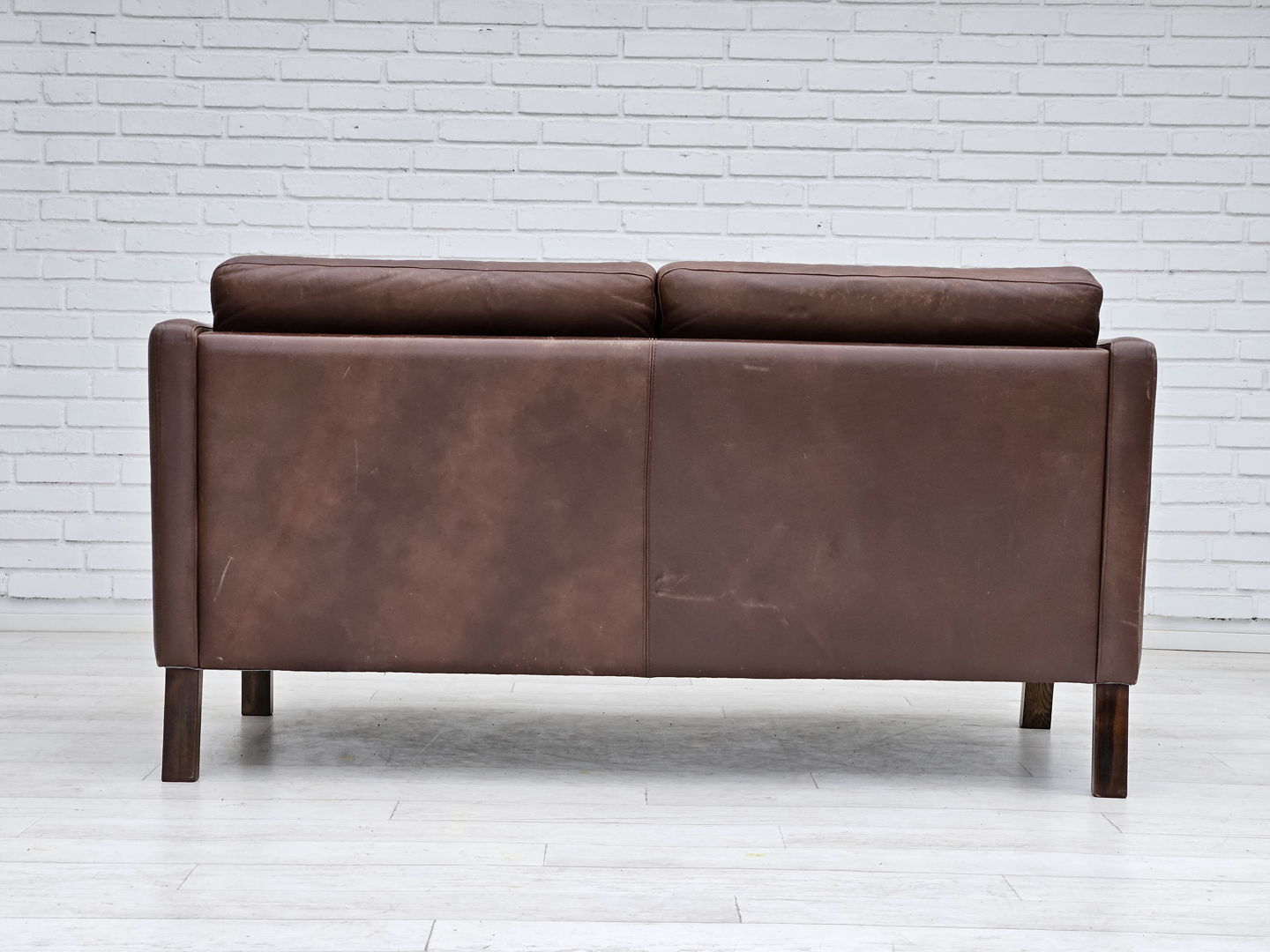 1970s, Danish 2-seater classic sofa, original brown leather.