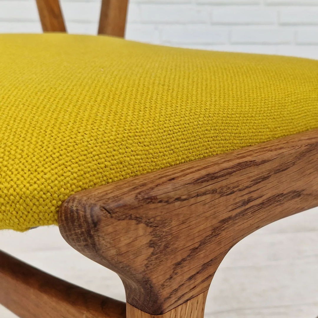 1960s, Danish design, restored armchair, Kvadrat wool, oak wood.