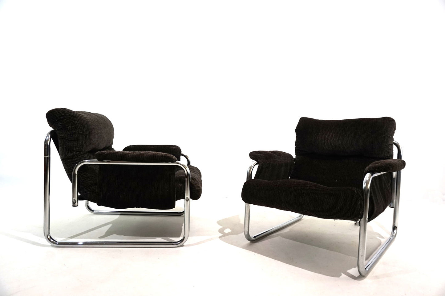 Set of 2 Herlag chrome cantilever lounge chairs by Johan Bertil Häggström